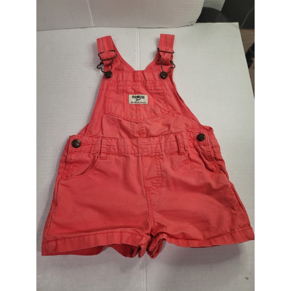 Vintage Oshkosh overalls shorts girls pink 18m summer outfit